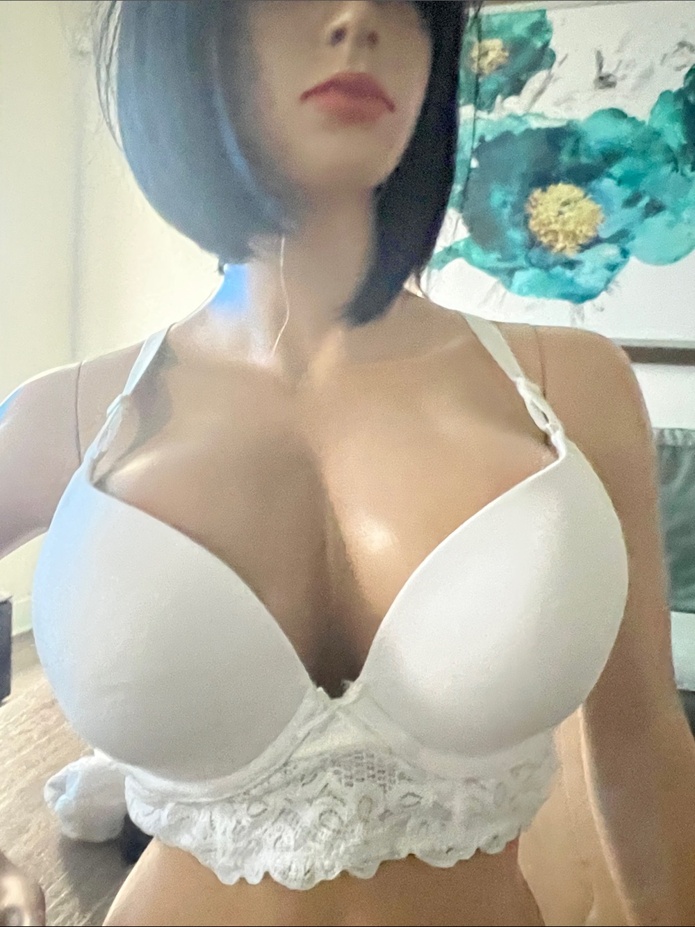 White Lace Longline Push-Up Bra with Molded Cups
